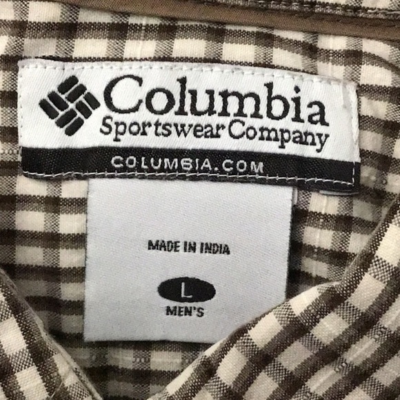 COLUMBIA brown plaid button down shirt large - Picture 7 of 8